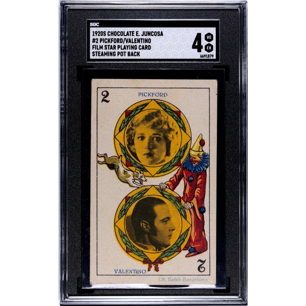 VERY RARE Mary Pickford and Rudolph Valentino Juncosa Chocolate Card SGC 4 POP 1